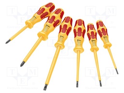 Kit: screwdrivers; Pcs: 6; insulated; Phillips,slot
