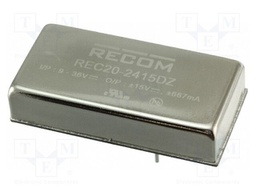 Converter: DC/DC; 20W; Uin: 9÷36V; Uout: 15VDC; Uout2: -15VDC; 2"x1"