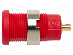 Socket; 4mm banana; 25A; red; nickel plated; on panel; 26.42mm