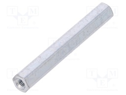 Screwed spacer sleeve; Int.thread: M3; 45mm; hexagonal; steel