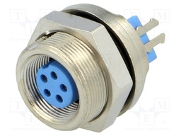 Connector: circular; socket; female; PIN: 5; gold-plated; 3A; IP65