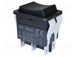 ROCKER SWITCH, DPDT, BLACK, PANEL