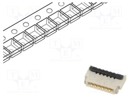 Connector: FFC (FPC); horizontal; PIN: 6; ZIF; SMT; 30V; 0.4A; H: 1mm