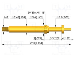 Test needle; Spring compression: 4mm; 5mm; 5A; CuBe; gold-plated