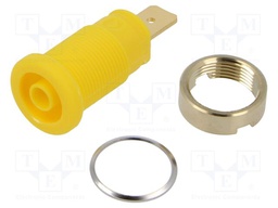 Connector: 4mm banana; socket; 32A; 1kV; yellow; gold-plated; 33mm