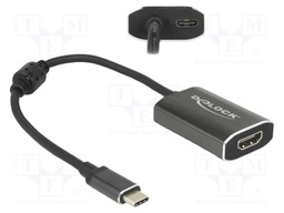 Adapter; HDMI socket,USB C socket,USB C plug; 0.2m; black; black