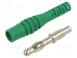 Plug; 4mm banana; 32A; 30VAC; 60VDC; green; non-insulated; 2.5mm2