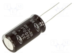 Capacitor: electrolytic; THT; 1000uF; 35VDC; 12.5x25mm; ±20%; 5000h