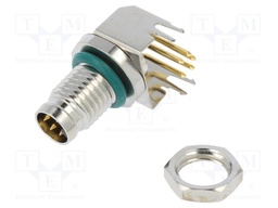Connector: M8; male; PIN: 5; angled 90°; on PCBs; socket; 1.5A; 30V