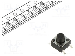 Microswitch TACT; SPST; Pos: 2; 0.05A/12VDC; SMT; 2.45N; 6x6x3.5mm