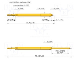 Test needle; Spring compression: 12mm; 20mm; 2A; steel; Ø: 2mm; 1.7N