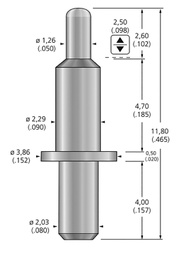 Test needle; Operational spring compression: 1.7mm; 8A; Ø: 1.26mm