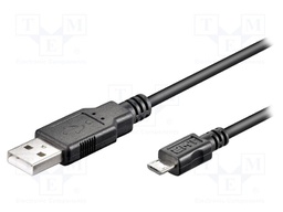 Cable; USB 2.0; USB A plug,USB B micro plug; 1.8m; black; Core: Cu