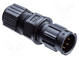Plug; Connector: circular; size B; male; PIN: 3; w/o contacts; 10A