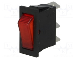 ROCKER; SPST; Pos: 2; OFF-ON; 16A/250VAC; red; neon lamp 250V