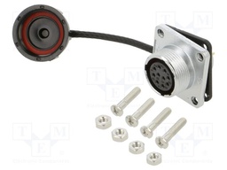 WF16; socket; female; PIN: 10; IP67; 5A; soldering; 400V; gold-plated