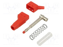 Plug; 4mm banana; 19A; 600V; red; 1mm2; on cable