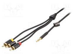 Cable; Jack 3.5mm plug,RCA plug x3; 1.5m; Plating: gold-plated
