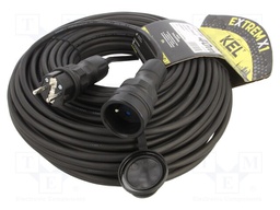 Extension lead; Sockets: 1; rubber; black; 3x1,5mm2; 40m; 16A