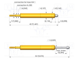 Test needle; Spring compression: 6mm; 10mm; 2A; steel; Ø: 2.5mm