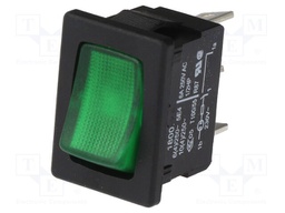 ROCKER; SPST; Pos: 2; ON-OFF; 10A/250VAC; green; IP40; 100mΩ