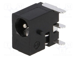 Socket; DC supply; male; 3,4/1,4mm; with on/off switch; on PCBs