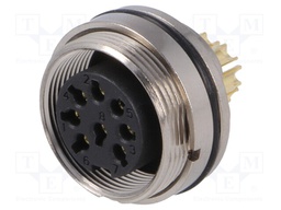Connector: M16; female; for panel mounting,front side nut; IP67