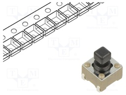 Microswitch TACT; SPST-NO; Pos: 2; 0.05A/50VDC; SMT; 1.57N; 6x6x4mm