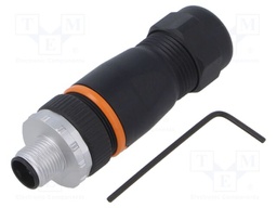 Connector: M12; plug; PIN: 4; male; S code-Power; for cable; IP67