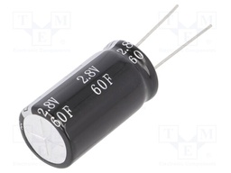 Capacitor: electrolytic; supercapacitor; 60F; 2.8VDC; ESR: 30mΩ