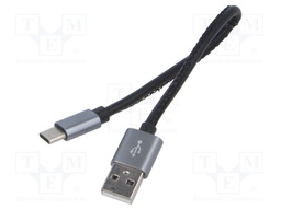Cable; High Speed,USB 2.0; USB A plug,USB C plug; 0.22m; black