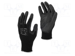 Protective gloves; Size: 8; black; polyester,PU; 12pcs.