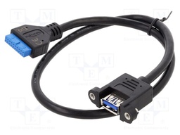 Cable; USB 3.0; USB A socket,19pin pin header; 0.5m; 24AWG,28AWG