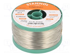 Soldering wire; Sn99Cu0,7Ag0,3; 0.5mm; 250g; lead free; 2.5%