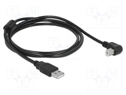 Cable; USB 2.0; USB A plug,USB B plug 90° up/down; 1.5m; black