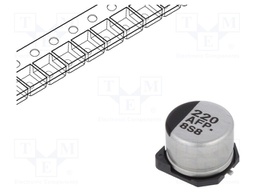 Capacitor: electrolytic; low impedance; 220uF; 10VDC; Case: E; FP