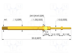 Test needle; Spring compression: 2.4mm; 3mm; 4A; CuBe; gold-plated