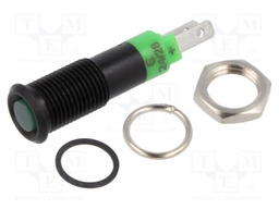 Indicator: LED; flat; green; 24VDC; Ø8.2mm; IP67