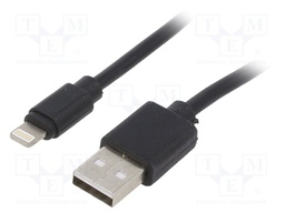 Cable; USB 2.0; Apple Lightning plug,USB A plug; 1m; black
