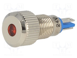 Indicator: LED; flat; 24VDC; Cutout: Ø8mm; IP67; for soldering