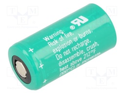 Battery: lithium; 3V; 2/3A,2/3R23; 1500mAh; non-rechargeable