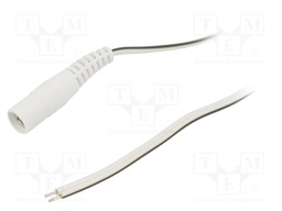 Cable; wires,DC 5,5/2,1 socket; straight; 0.5mm2; white; 1.5m