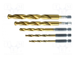 Drill set; for metal; Ø: 4mm,5mm,6mm,8mm,10mm; 5pcs; blister