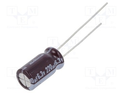 Capacitor: electrolytic; low impedance; THT; 220uF; 6.3VDC; ±20%