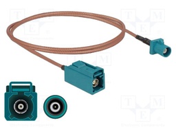 Cable; 1m; Fakra Z male,Fakra Z female; transparent; 50Ω