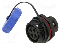 Connector: circular; socket; female; PIN: 4; IP68; SP21; 30A; 500V