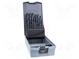 Drill set; Pcs: 25; Mat: HSS; Package: plastic case; for metal