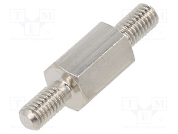Screwed spacer sleeve; 8mm; Ext.thread: M3; hexagonal; brass