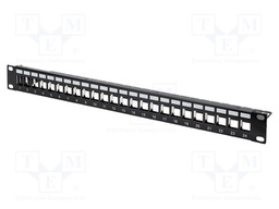 Patch panel; Keystone; black; Number of ports: 24; 19"; rack 19"