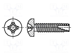Screw; for metal; 4x8; Head: cheese head; Phillips; hardened steel
